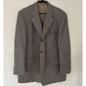 Vintage Pincus Brothers Maxwell 3-Button Wool Sport Coat 46R Houndstooth Tan
